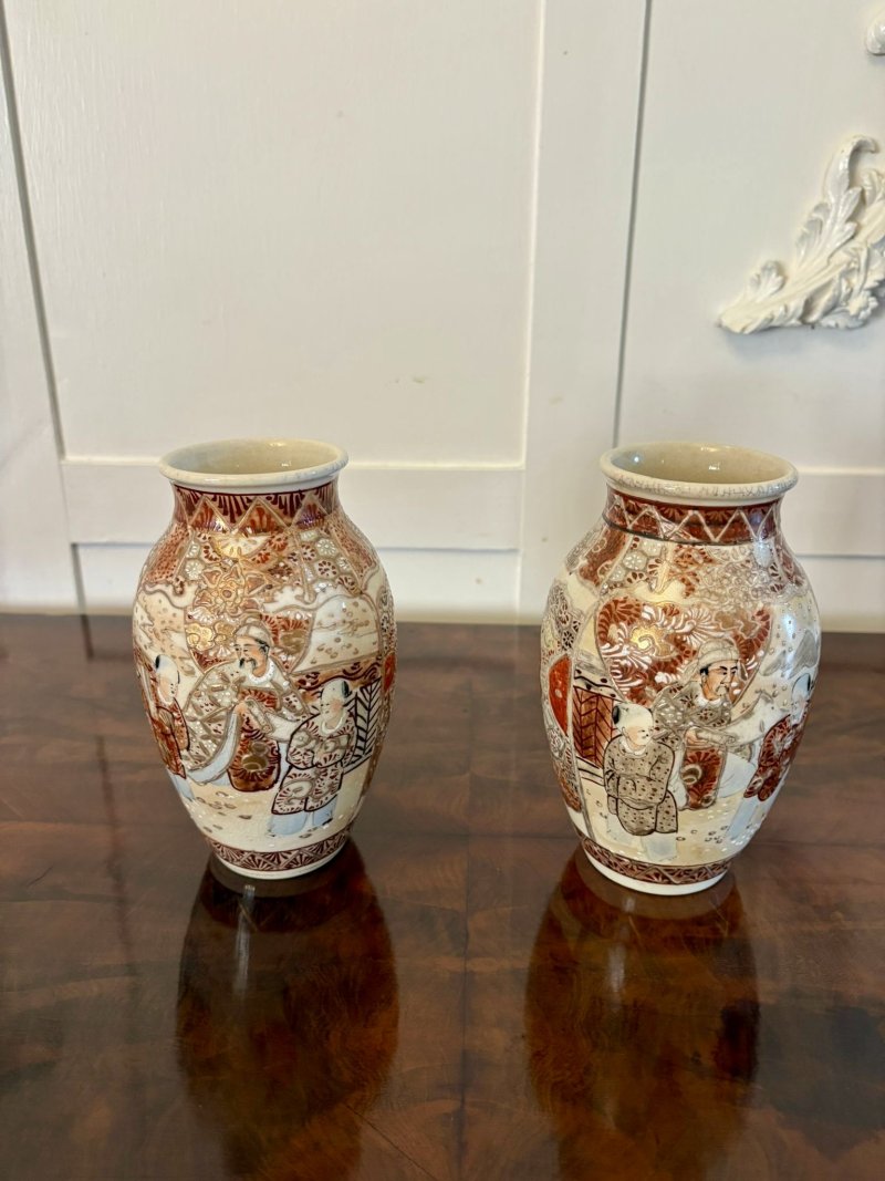 Pair of Antique Edwardian Quality Satsuma Vases - Image 2